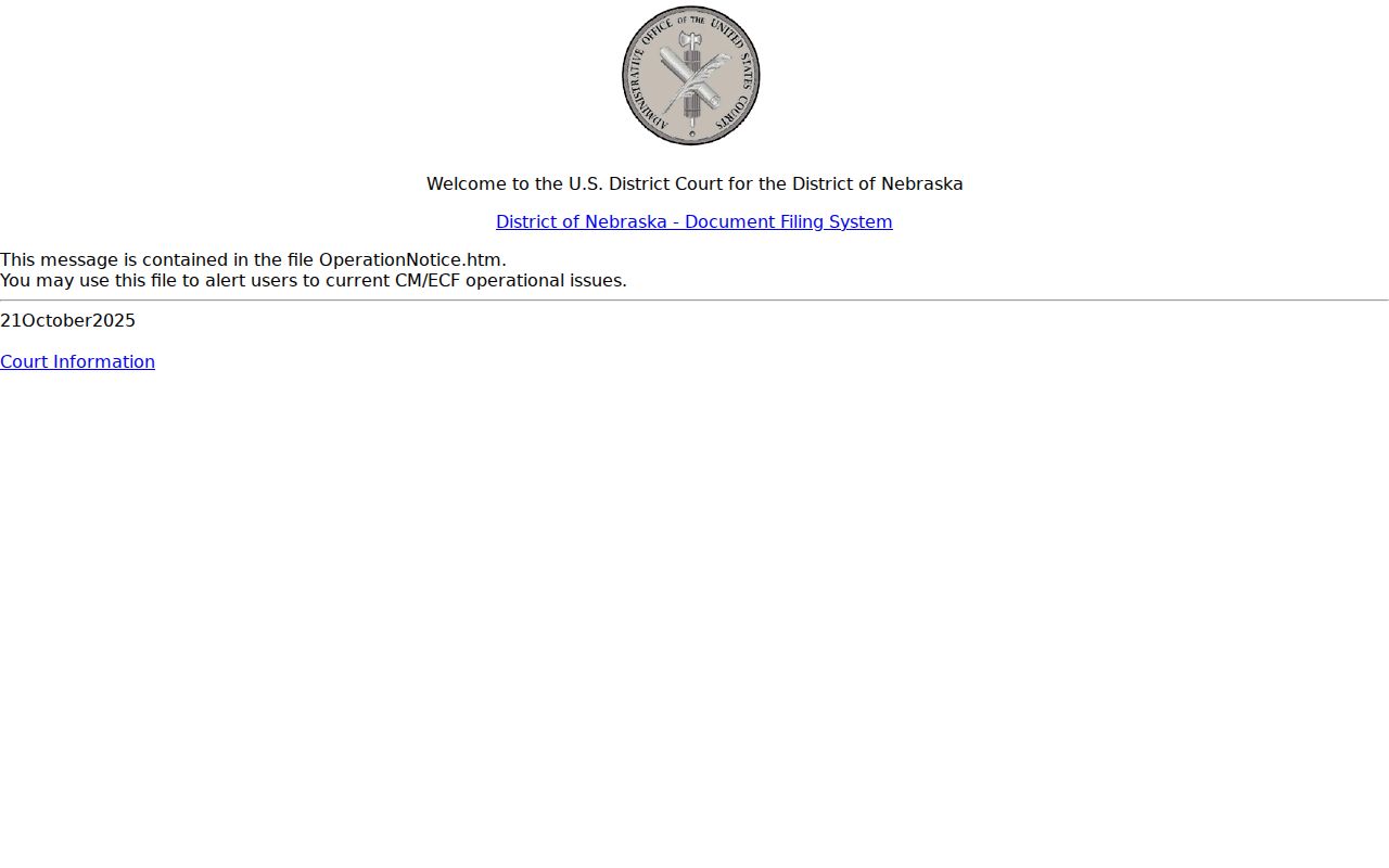 Box Butte docket search reference for the federal CM ECF system