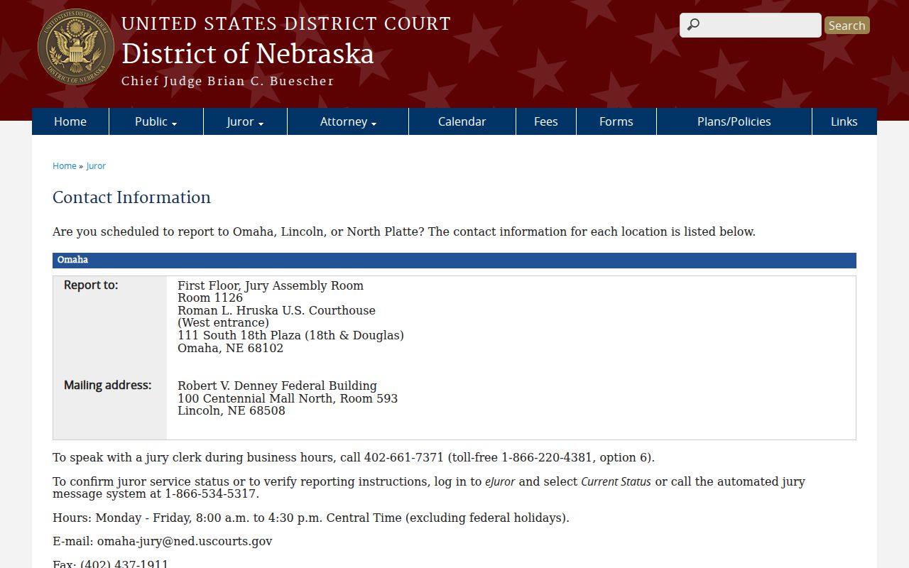 Box Butte docket search reference for the federal North Platte session location