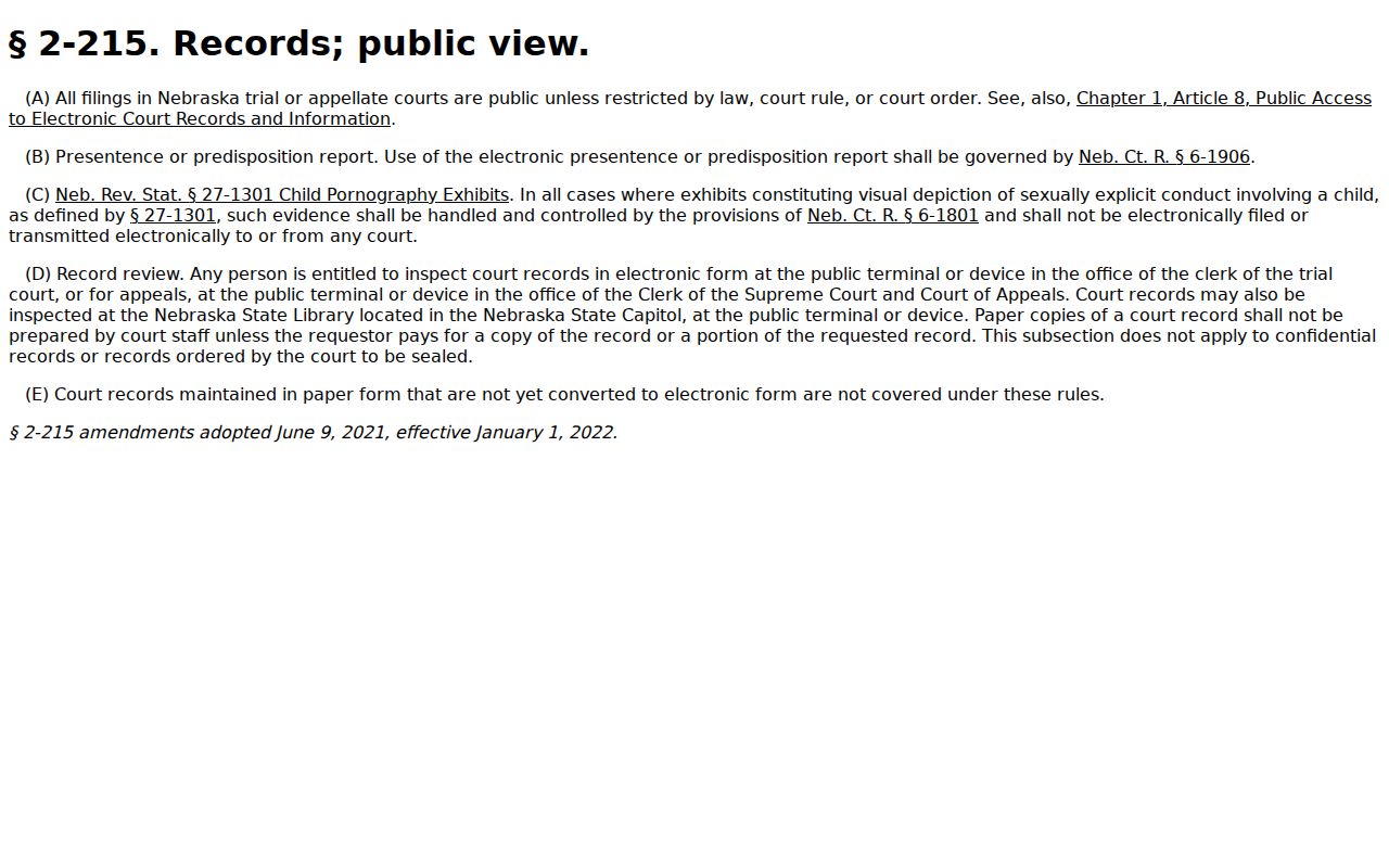 Box Butte civil docket public court filing access rule