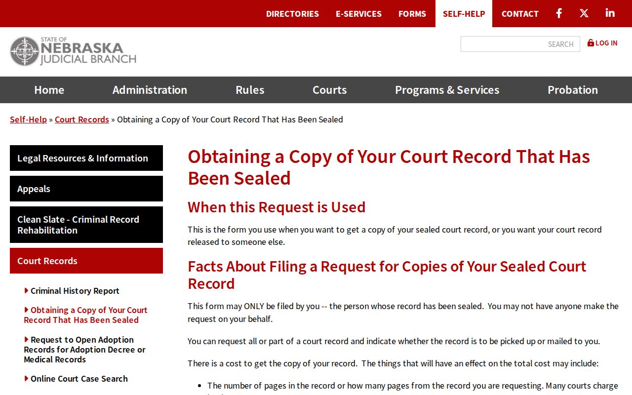 Box Butte court records information about requesting copies of sealed files