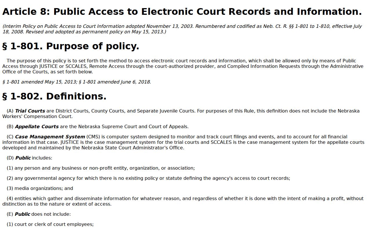 Box Butte criminal docket electronic public access rule