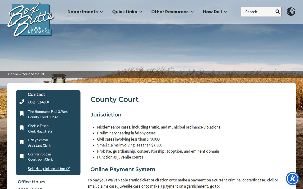 Box Butte County court docket County Court contact and jurisdiction