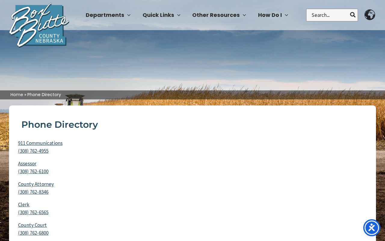 Box Butte County court docket phone directory and court contact routing