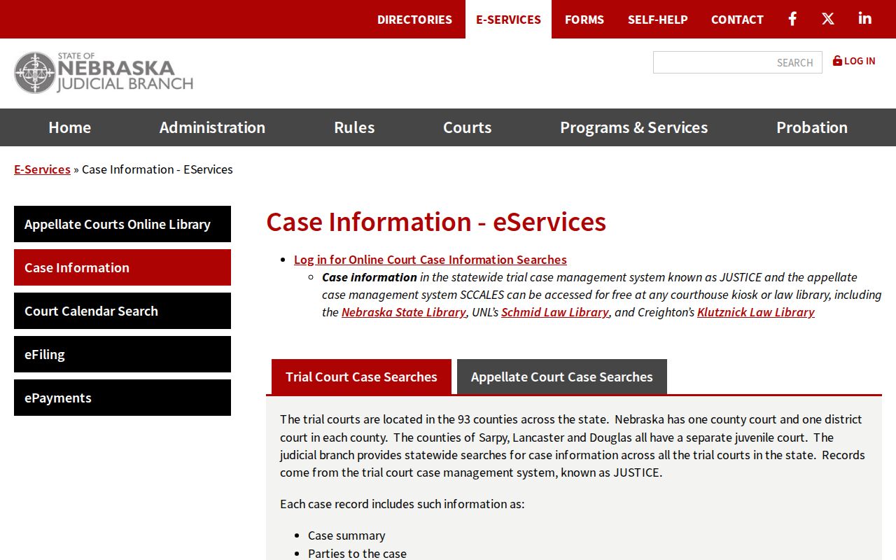 Box Butte County court docket access choices in Nebraska case-information service